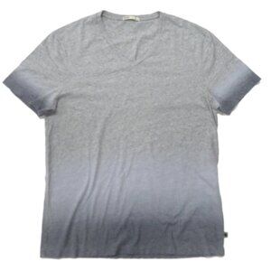 Onassis Mens Large Shirt V-Neck Gray Cotton Short‎ Sleeve Gradient ONS Clothing